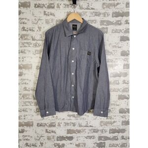 RVCA‎ Shirt Medium Blue Striped Button Down Collared Dayshift Skater Lifestyle